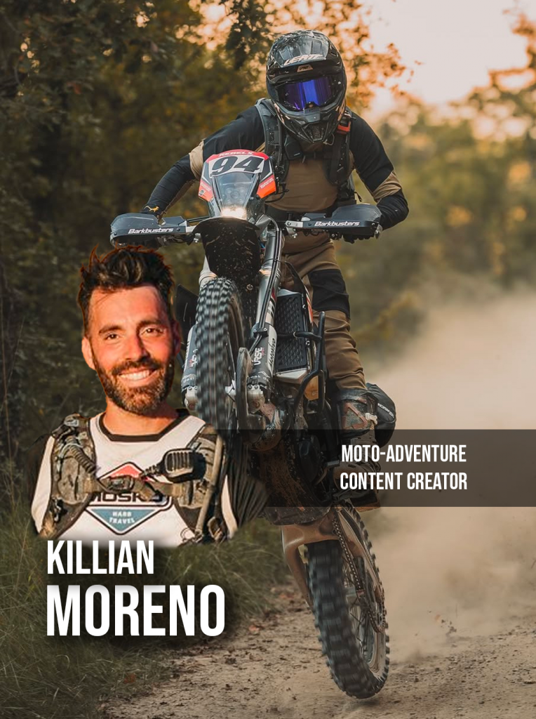 Découvrez Killian Moreno, influenceur offroad et aventurier à moto, spécialiste trail et enduro hugerock