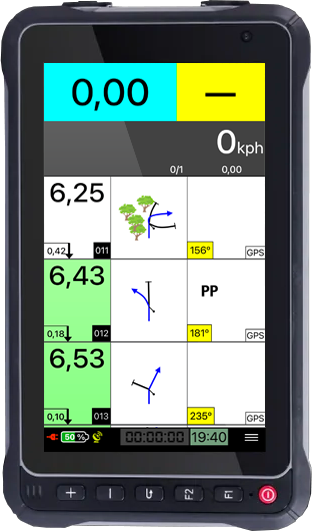 Vue de face de la Hugerock X72 affichant un roadbook Terra Pirrata, pour navigation GPS et tablette moto trail et offroad